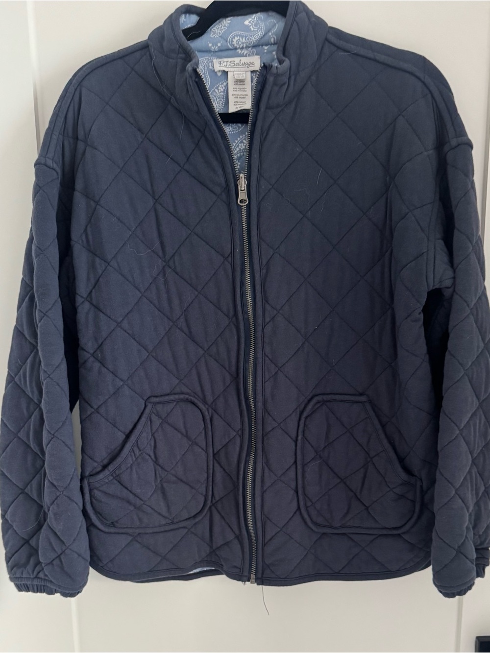 P.J. Salvage Quilted Navy Blue Full-Zip Puffer Jacket